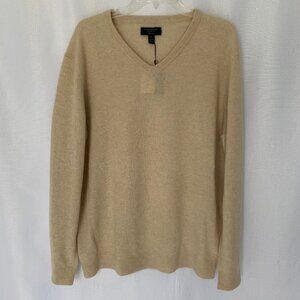 New CLUB ROOM Mens Oatmeal Heather Cashmere V Neck Pullover Sweater